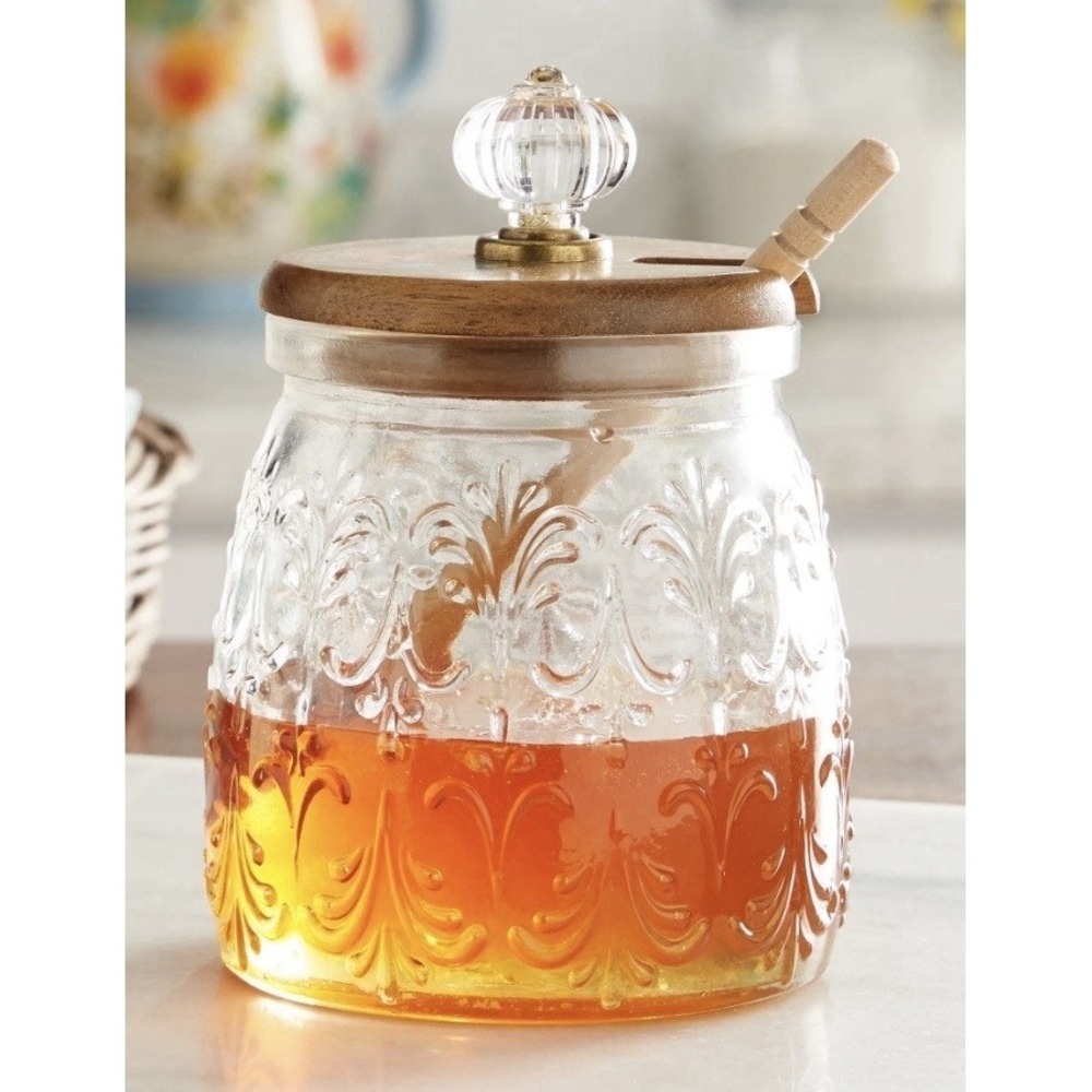 NEW WITH TAG 2018 The Pioneer Woman Vintage Floral Honey Jar Lid and Dipper